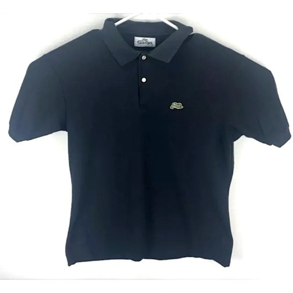 Garan Polo Shirt Black Golf Mens Large  Eighties